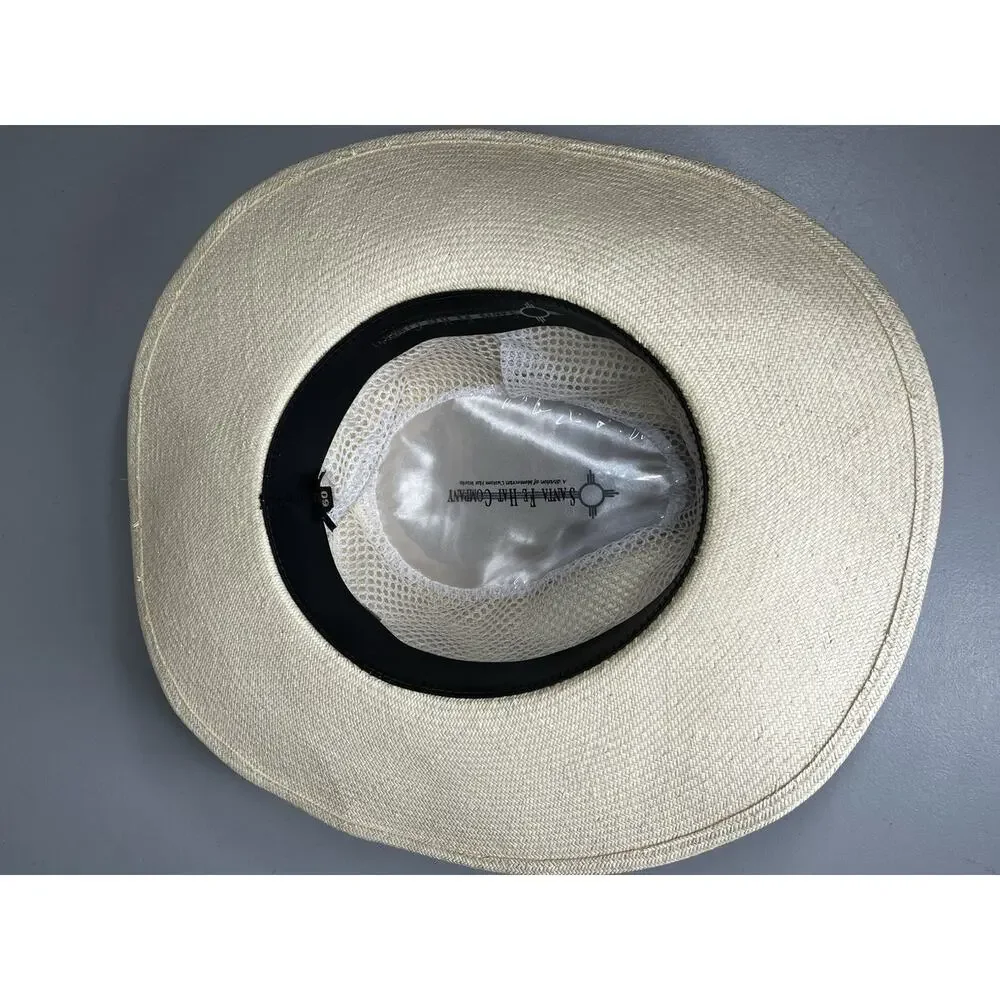 Woven Straw Panama Fedora Sun Hat Santa Fe Hat Co Montecristi Size 60 XL Damaged